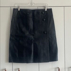Stella McCartney Black Buttoned Pencil Skirt Sz 44 vegan leather